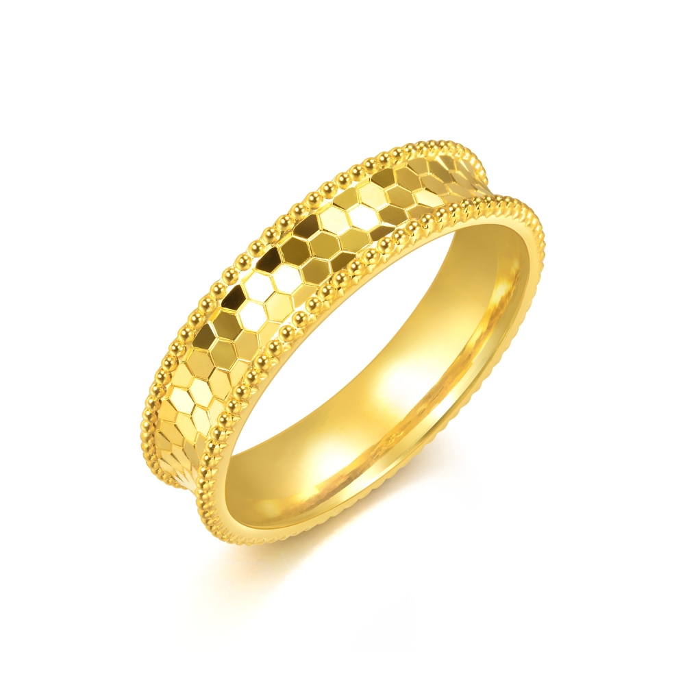 點睛品 亮鏡金 簡約蜂巢 黃金手環/手鐲_計價黃金 歷史價格詳細信息