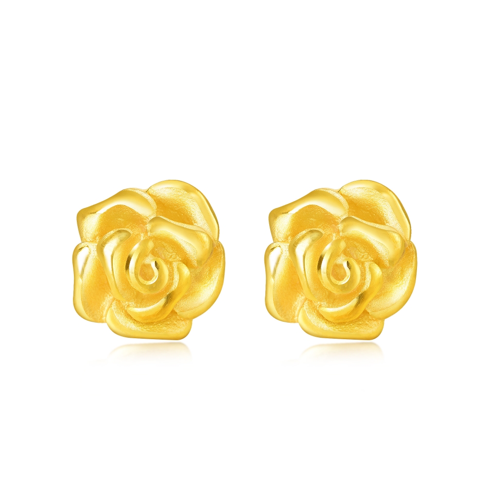 點睛品 玫瑰 黃金耳環_計價黃金 歷史價格詳細信息