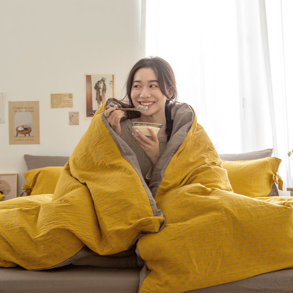 【翔仔居家】長絨棉色織雙層紗 薄被套床包組4件組-沐光(特大) 歷史價格詳細信息