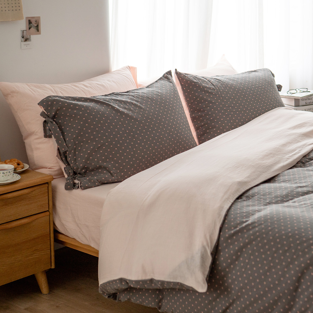 翔仔居家 色織雙層紗 薄被套床包組 - 茱萸粉【多尺寸任選】上選長絨棉系列 韓系簡約 素色 素面床包被套 歷史價格詳細信息