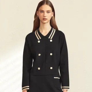 【OUWEY 歐薇】學院風海軍領條紋針織上衣(深藍色；S-L；3222085025) 歷史價格詳細信息