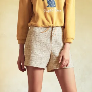 【OUWEY 歐薇】時髦奶茶色運動風撞色織帶鬆緊長褲(杏色；S-L；3231066807) 歷史價格詳細信息