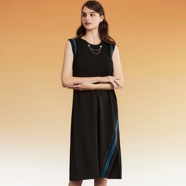 【OUWEY 歐薇】側邊顯瘦造型條紋鬆緊過膝窄裙(黑色；S-L；3223322208) 歷史價格詳細信息