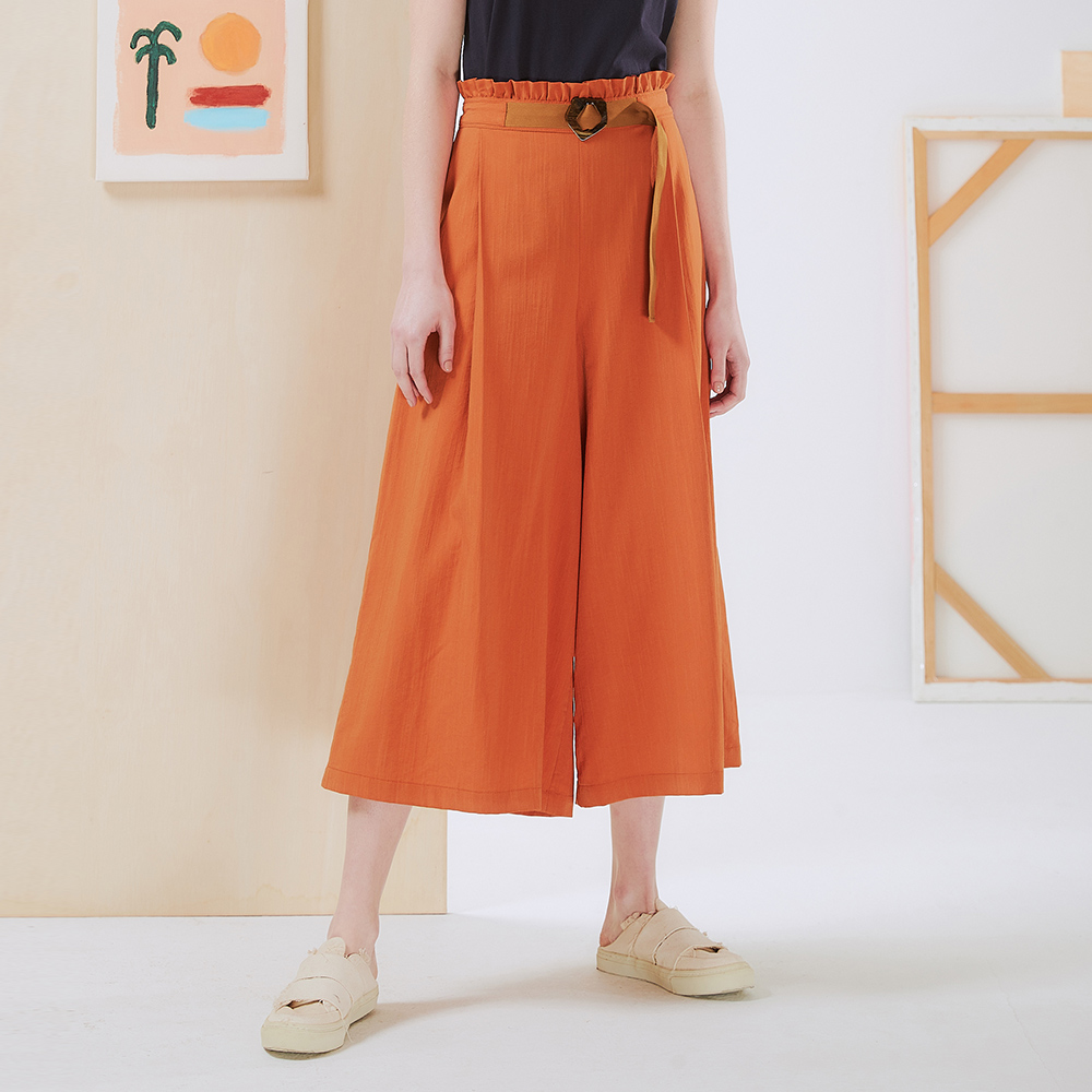 【OUWEY 歐薇】高腰顯瘦馬甲綁帶八分雪紡寬褲(黑色；S-L；3223436713) 歷史價格詳細信息