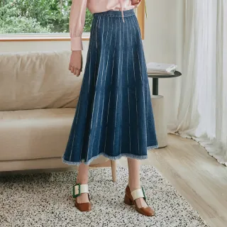 【OUWEY 歐薇】流線感刷色抽鬚牛仔A字長裙3213168227(藍) 價格比較,價格查詢,歷史價格詳細信息