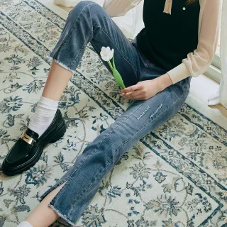 彈性小開衩金釦合身小直筒褲 牛仔長褲 彈性牛仔褲 高腰牛仔褲 百搭牛仔褲 GRASS 現貨 [B6888] 歷史價格詳細信息