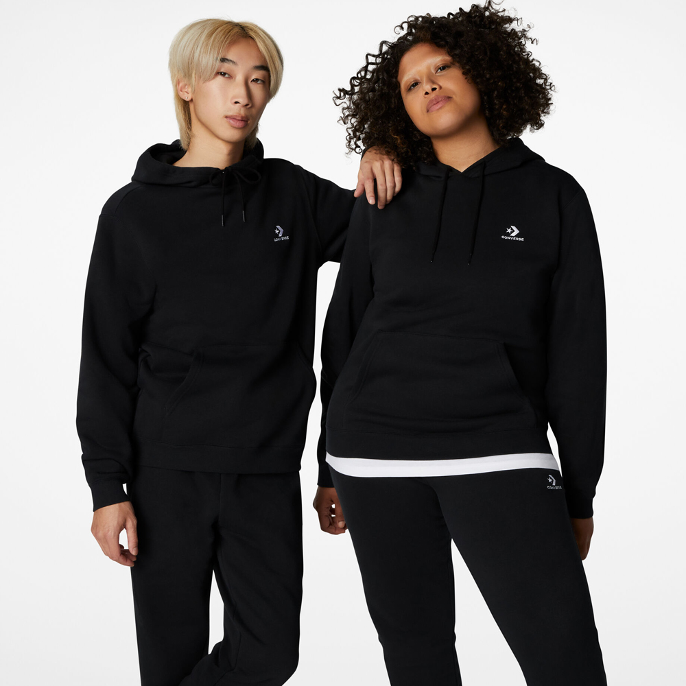 【CONVERSE】STAR CHEVRON HOODIE FT 連帽上衣 帽TEE 男女 黑色-10023874-A01 歷史價格詳細信息