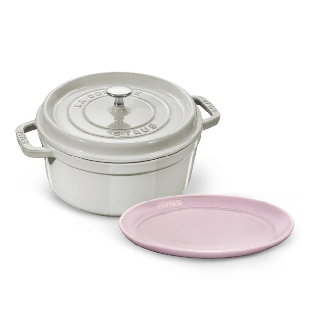 【法國Staub】日暮粉雪花雕花琺瑯鑄鐵鍋和食鍋24cm贈大小陶瓷烤盤2件組(德國雙人牌集團官方直營) 歷史價格詳細信息