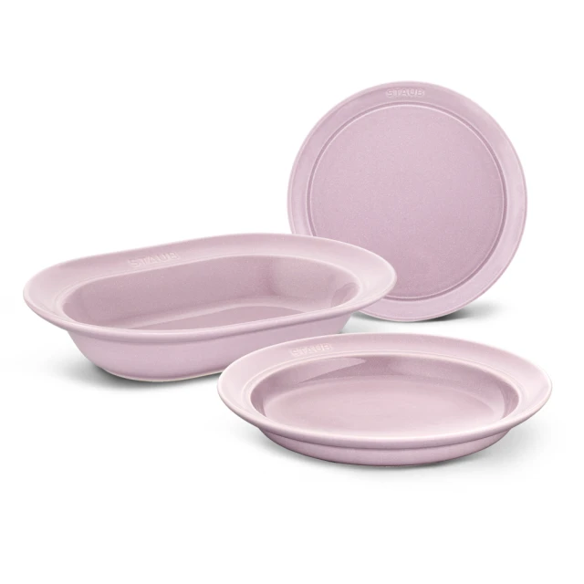 【法國Staub】日暮粉雪花雕花琺瑯鑄鐵鍋和食鍋24cm贈大小陶瓷烤盤2件組(德國雙人牌集團官方直營) 歷史價格詳細信息