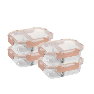 【CorelleBrands 康寧餐具】可拆扣玻璃保鮮盒長方380ml超值4件組(D07) 歷史價格詳細信息