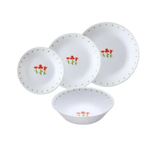 【CorelleBrands 康寧餐具】小紅花4件式方形餐盤組(D06) 歷史價格詳細信息