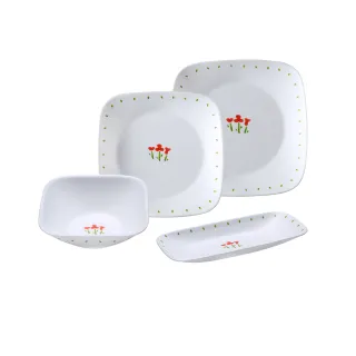 【CorelleBrands 康寧餐具】小紅花4件式方形餐盤組(D06) 價格比較,價格查詢,歷史價格詳細信息