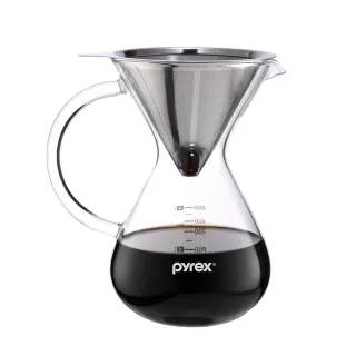 【CorelleBrands 康寧餐具】Pyrex Cafe 咖啡玻璃壺700ML+玻璃濾杯(超值組) 歷史價格詳細信息