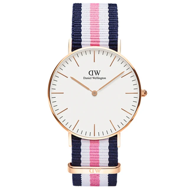 【DW Daniel Wellington】藍白粉紅尼龍錶帶-金框/36mm(0506DW) 歷史價格詳細信息