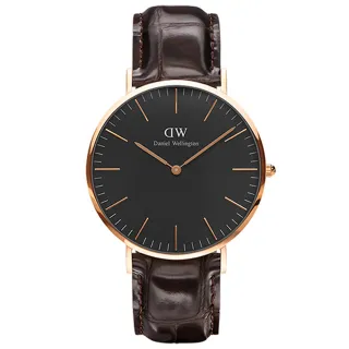 DW Daniel Wellington 黑色壓紋皮革腕錶-銀框/40mm(DW00100135) 歷史價格詳細信息