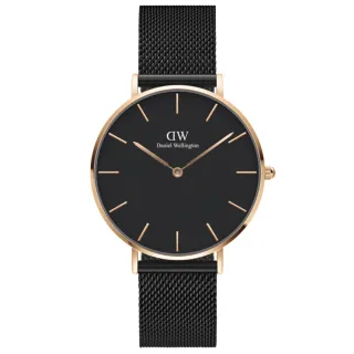 DW Daniel Wellington / DW00100345 /PETITE EVERGOLD 米蘭編織不鏽鋼手錶 黑x鍍香檳金 36mm 歷史價格詳細信息