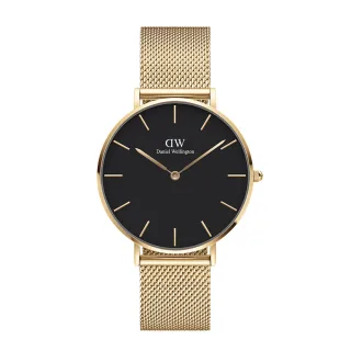 DW Daniel Wellington / DW00100345 /PETITE EVERGOLD 米蘭編織不鏽鋼手錶 黑x鍍香檳金 36mm 歷史價格詳細信息