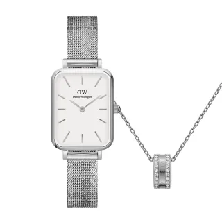 【Daniel Wellington】DW Quadro 20X26 雙色黑灰織紋錶-白錶盤(矢吹奈子 聯名限定款DW00100676) 歷史價格詳細信息
