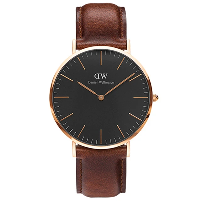 DW Daniel Wellington / DW00100127 / Classic Black Sheffield 真皮手錶 黑x玫瑰金框 40mm 歷史價格詳細信息