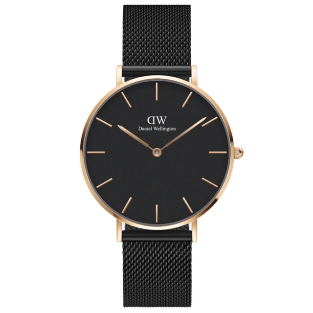 DW Daniel Wellington / DW00100345 /PETITE EVERGOLD 米蘭編織不鏽鋼手錶 黑x鍍香檳金 36mm 歷史價格詳細信息