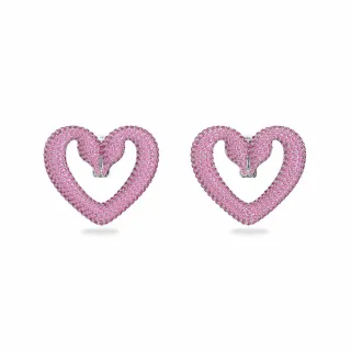 SWAROVSKI 施華洛世奇 Una 耳釘密鑲, 心形, 細碼, 紅色, 鍍金色色調 歷史價格詳細信息