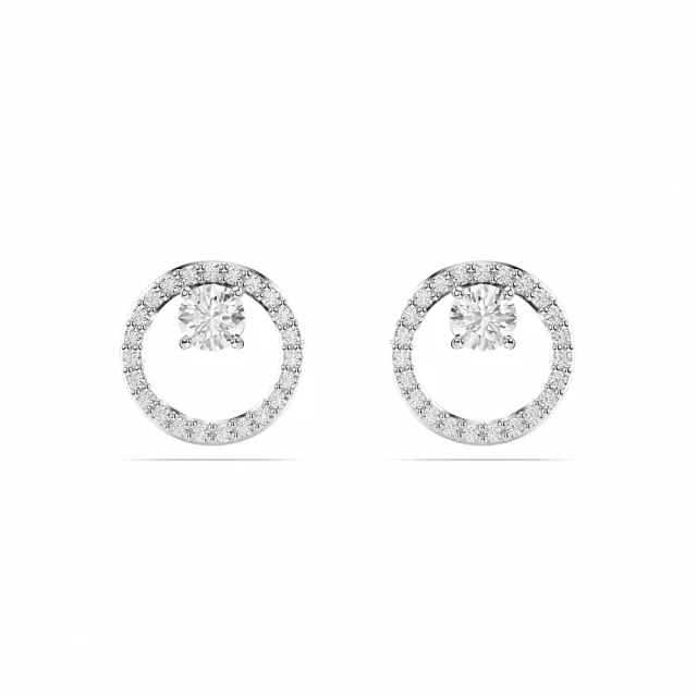 SWAROVSKI 施華洛世奇 Constella 耳釘圓形切割, 白色, 鍍玫瑰金色調 歷史價格詳細信息
