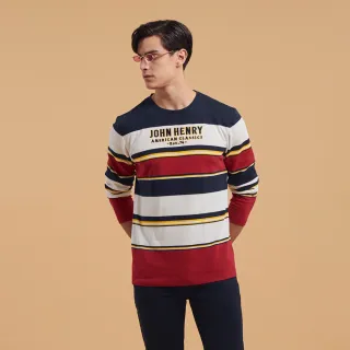 【JOHN HENRY】橫條紋刺繡口袋POLO衫-藍色 歷史價格詳細信息