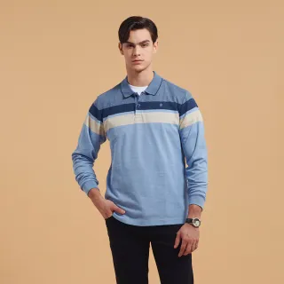 【JOHN HENRY】橫條紋刺繡口袋POLO衫-藍色 歷史價格詳細信息