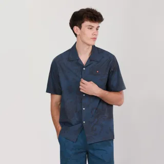 【JOHN HENRY】古巴領方塊圖案印花襯衫-黑色 歷史價格詳細信息