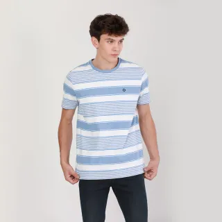 【JOHN HENRY】橫條紋刺繡口袋POLO衫-藍色 歷史價格詳細信息