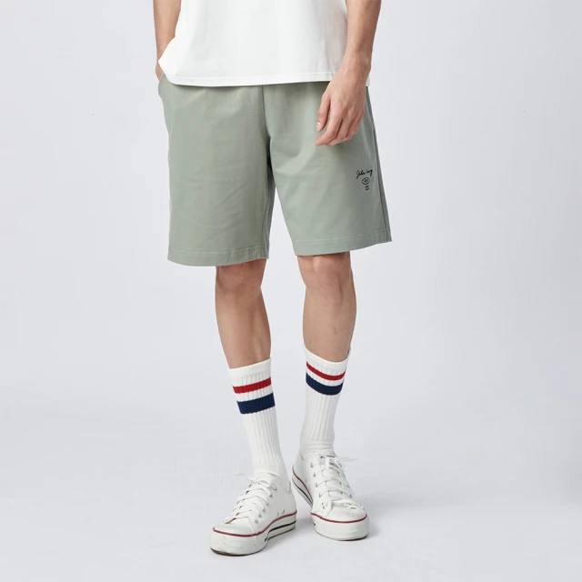 【JOHN HENRY】抽繩休閒棉質短褲-橄欖綠 歷史價格詳細信息