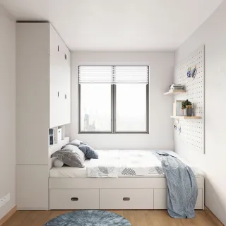 林氏木業塌塌米雙人收納床架 JJ1A (附衣櫃)-原木色 歷史價格詳細信息