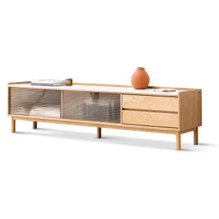 【hoi! 好好生活】源氏木語云岩橡木原木色雙抽玻璃滑門2M岩板電視櫃 Y54N01/安運費用1300元 歷史價格詳細信息