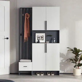 林氏木業現代簡約百變上下雙門玄關櫃 AK3O-黑+白色 (附AK4O座凳櫃) 歷史價格詳細信息