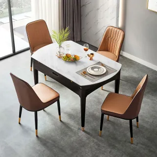 【hoi! 】林氏木業現代風大理石紋可伸縮1M餐桌LS058+餐椅-灰白色（一桌四椅）/安運費用1500元 歷史價格詳細信息