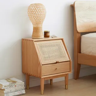 hoi! 原木日式藤編白橡木實木簡約雙抽床頭櫃 w2017-2 歷史價格詳細信息