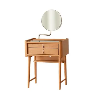北美櫻桃木梳妝檯輕奢日式簡約全實木整裝收納化妝帶鏡子 歷史價格詳細信息