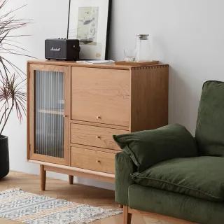 櫻桃木餐邊櫃藤編櫃北歐客廳玄關櫃儲物櫃純實木餐廳邊櫃收納櫃 歷史價格詳細信息