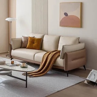 林氏木業溫柔拚色皮感科技布三人沙發+腳踏 BS103-海鹽藍 歷史價格詳細信息