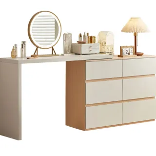 林氏木業簡約雙色抽屜櫃附鏡可伸縮化妝桌 OV2C-灰色 歷史價格詳細信息