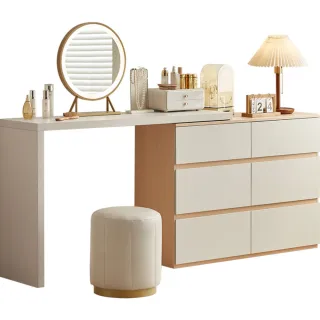 林氏木業簡約雙色抽屜櫃附鏡可伸縮化妝桌 OV2C-灰色 歷史價格詳細信息