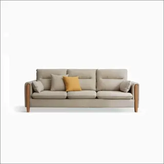 源氏木語閑余實木框小戶型三人布沙發 Y00H19 霧灰 歷史價格詳細信息