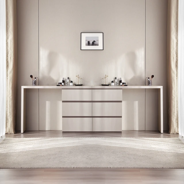 林氏木業簡約雙色抽屜櫃附鏡可伸縮化妝桌 OV2C-灰色 歷史價格詳細信息