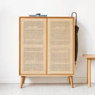 藤編櫃白蠟木帽架櫃簡約家用落地式一體掛架儲物抽屜櫃 歷史價格詳細信息