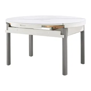 【hoi! 】林氏木業現代風大理石紋可伸縮1M餐桌LS058+餐椅-灰白色（一桌四椅）/安運費用1500元 歷史價格詳細信息