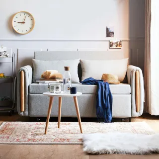 hoi! 林氏木業日式格紋餐凳兩入組 LS068-原木+灰色 歷史價格詳細信息