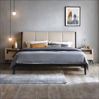 hoi! 林氏木業時尚簡約科技布靠墊雙人5尺150x200床架 JI1A-米白 歷史價格詳細信息