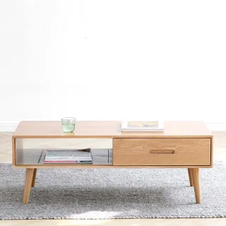 hoi! 源氏木語柏林原木色橡木1M雙抽實木茶几 Y83J13 歷史價格詳細信息