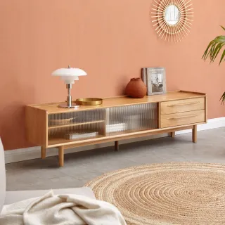 源氏木語橡木原木色玻璃滑門1.5M四格電視櫃 Y162N01 歷史價格詳細信息