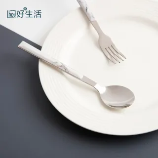 hoi!簡約大理石紋304不鏽鋼餐具-餐叉 歷史價格詳細信息